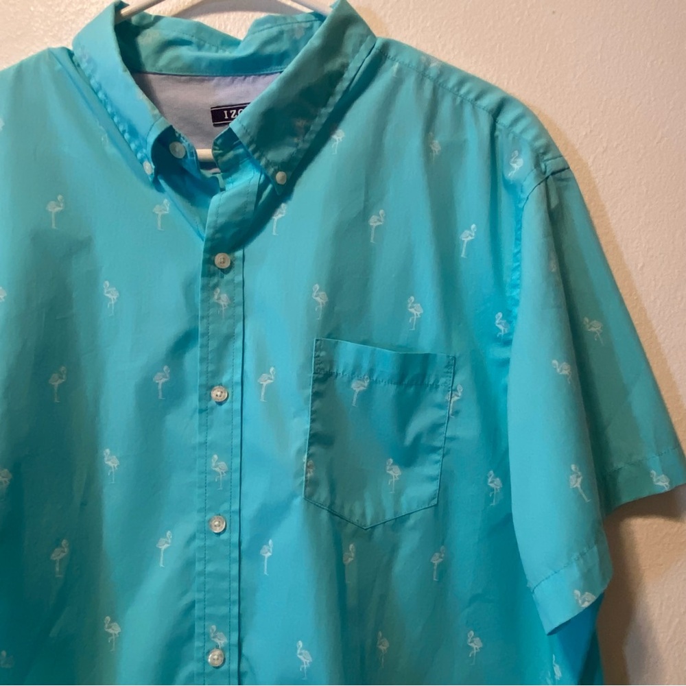 Izod Blue Casual Button Down Shirt Vibrant Lightweight Cotton Mens XXL